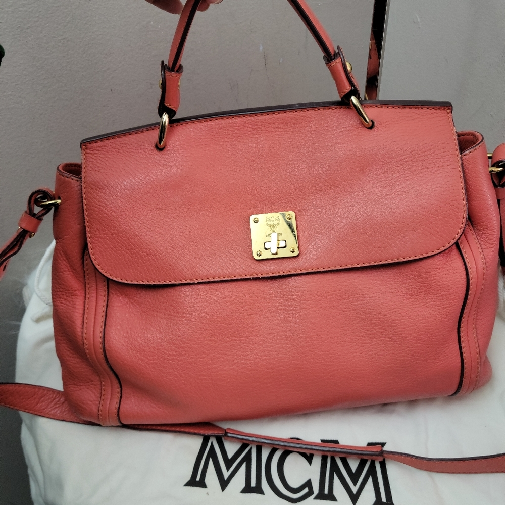 MCM Coral Leather Handbag - Picture 14 of 16